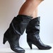 Size 7.5 Women's zodiac black leather slouch boots