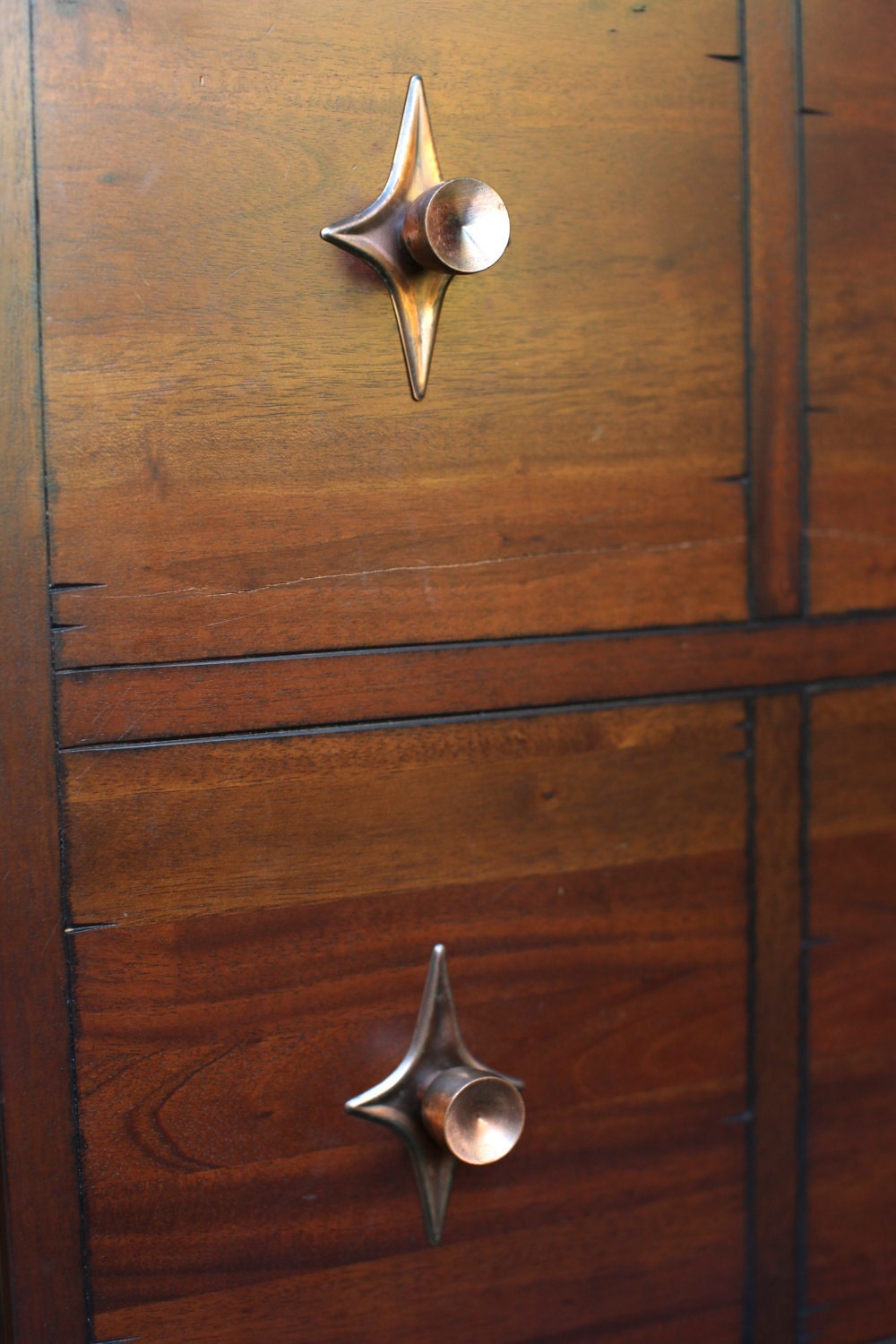 RESERVED Mid century modern copper hardware set of five