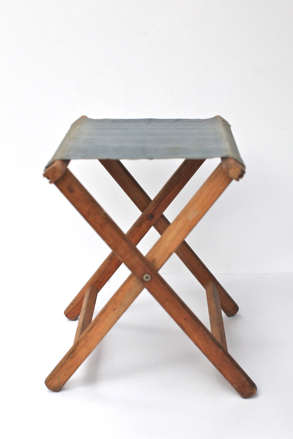 Wooden folding camp stool