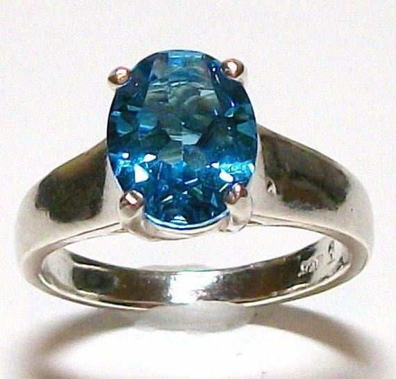 Swiss Blue Topaz Comfort Shank Ring s7 Martha's