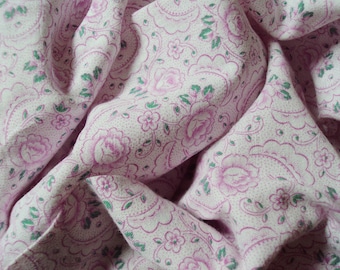 Vintage French Cotton Fabric Faded Pink Roses and Small Pink Flowers Suitable for Patchwork Quilting Lavender Bags Feedsack Pillow