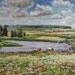 Original Watercolor Landscape Painting. 16.5'' x 23.4'' Summer Landscape. Field, sky and freedom.