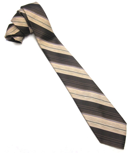 Tan Brown Necktie Mens Neck Tie Stripe