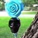Big Daddy Giant Black Sugar Skull Keychain & Large Victorian Blue Rose
