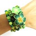 Day of the Dead Bracelet Sugar Skull Wrap Cuff Green Flower Hibiscus