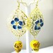 Sugar Skull Earrings & Blue Hibiscus Gothic Gypsy Long Dangles