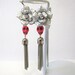 Day of the Dead Sugar Skull Earrings Long Gothic Lolita Pink Skulls & Rose Earrings