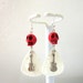 Sugar Skull Earrings & Guitars - Pearl White Guitar Picks Red Skull Earrings Day of the Dead Jewelry