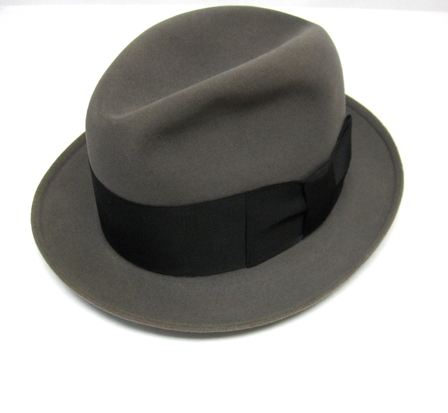 Knox Twenty Fedora Hat Gray Black Bow Ribbon Trim 1930s Mens