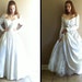 chic simple white ball gown wedding dress with off the shoulder sleeves- SALE
