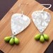 Guitar Pick Earrings in White with Lime Green briolettes