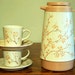 Vintage China Blossom Corning Corelle Coffee Cups and Saucer Plates with Coordinating Coffee Carafe