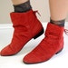 vintage 80s boots LIPSTICK RED suede leather CORSET pixie ankle pirate 10 flats