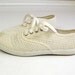 vtg 80s sneakers cream CUT OUT lace up WOVEN preppy shoes oxfords 6.5 nautical