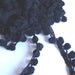 vintage 60s Black 1 inch POM POM TRIM 1 yard section ball fringe sewing retro mod fiesta