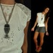 vtg 90s white cotton CROCHET cut out EMBROIDERED TOP festival Small gypsy blouse shirt