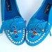 reserved for Lotuslulu vtg 70s Blue Leather SOUTHWESTERN fringe Beaded TRIBAL MOCCASINS flat shoes 7 hippie festival