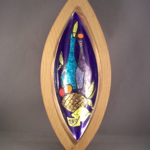 Vintage Austrian Copper Enamel Art Wall Decor by BadCatBoutique