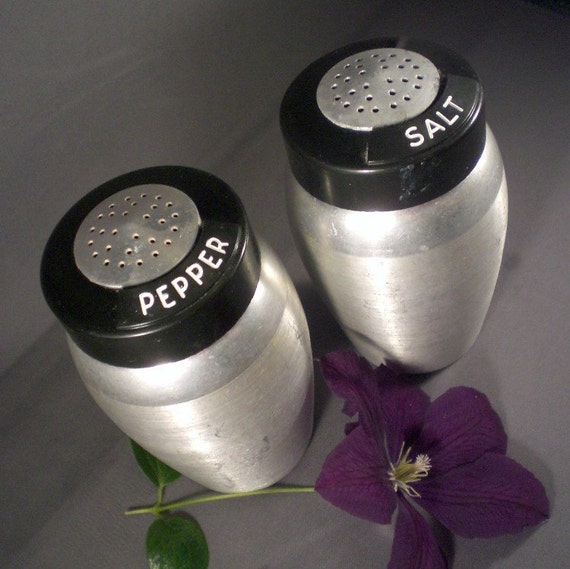 Vintage Midcentury Kromex Aluminum Salt And Pepper Shaker Set