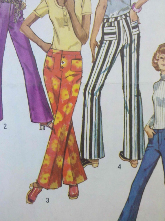 Sewing pattern. 70s hip hugger bell bottom pants. Waist 27