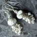 Lampwork Earrings Sterling Silver Swarovski Pearl Crystal Cluster Grey SRA Etched Glass Beads Vegan
