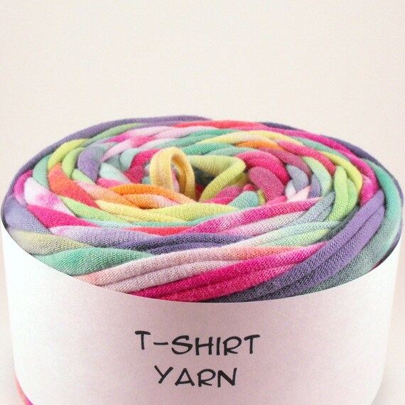 Cotton Tshirt yarn Bright Rainbow Tie Dye 31 by GreenTeeYarns