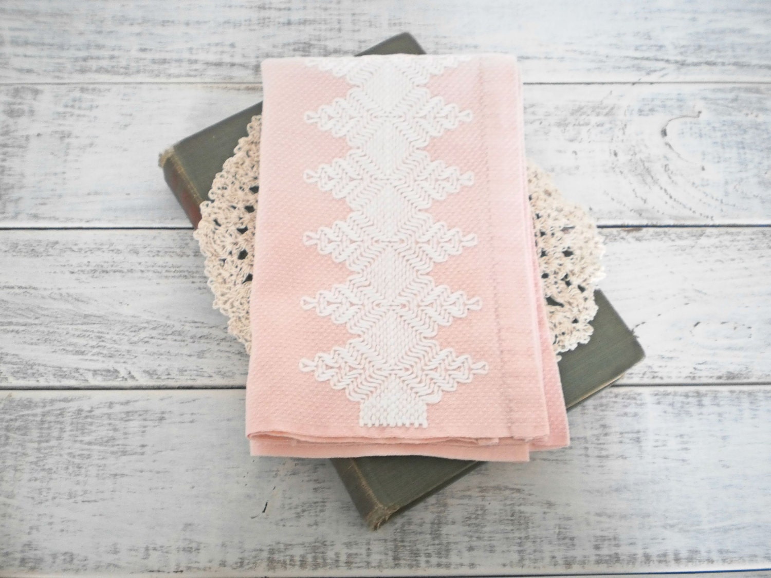 Vintage Handmade Pink Kitchen Towel