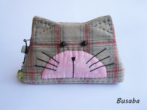 Handmade coin purse Kitty Cat Ready to Ship