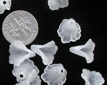 10-Piece Frosted White Acrylic Calla Lily Bead Caps - 41x35mm, Flower Shape, For Jewelry Making