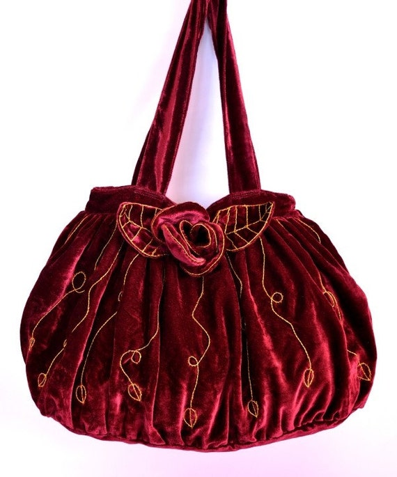 wine red handbag