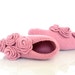 Pure Wool Felted Slippers in Pink with Roses, Shabby Chic Romantic Footwear, Natural Materials