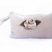 Rose Cream Zippered Pouch, Cotton and Linen, Cream and Khaki