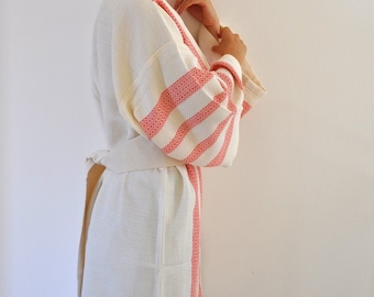 Robe Bathrobe Cotton Turkish Bath Towel Peshtemal Kimono Robe Caftan Bath and Beauty Red Ruby Garnet