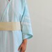 Cotton Kimono Wearable Turkish Bath Towel Peshtemal with Obi Belt Blue Aquamarine Teal Sky Pastel Nature Casual