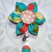 Id Badge Retractable Id Badge Holder Kanzashi Flower Blue Print