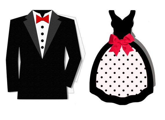 Items similar to Tuxedo and dress shape cards template set - SVG file ...