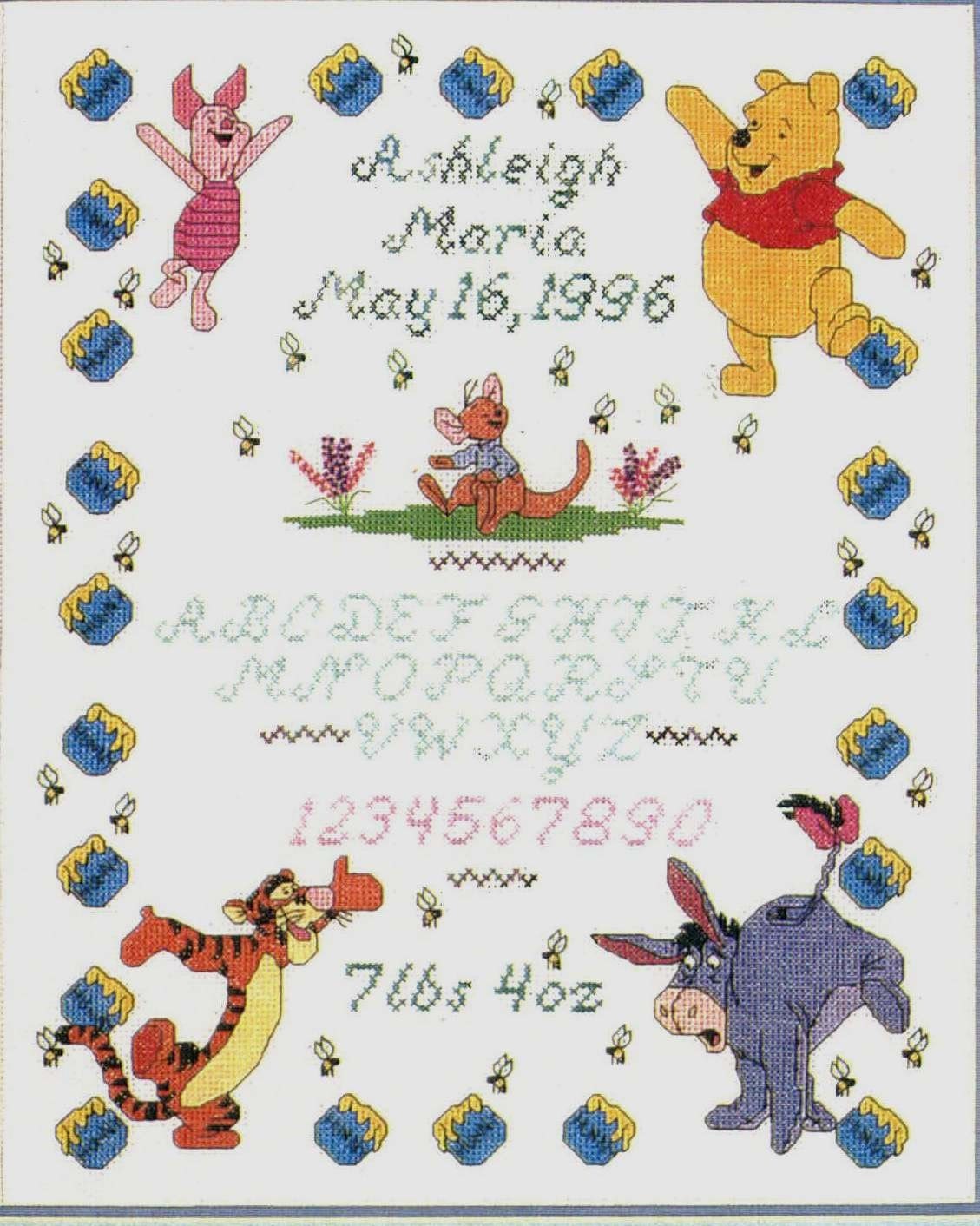 The Disney Catalog WinnieThePooh Birth Sampler Cross