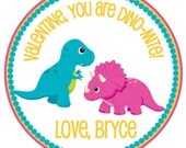 Dinosaur Dino-Mite Valentine's Favor Tags or Stickers Available in Boy and Girl Designs Il_170x135