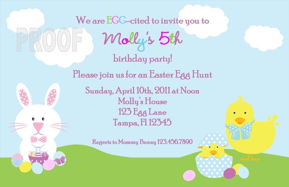 Easter Egg Hunt or Birthday Party Custom Invitation Il_570xn