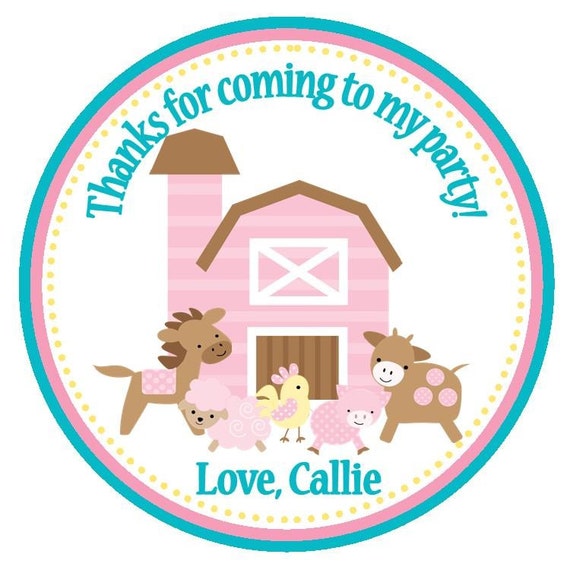 Pink Farm Birthday Favor Tag Il_570xn