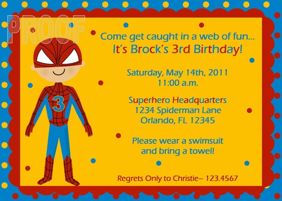 Super Spider Hero Custom Birthday Invitation Il_570xn