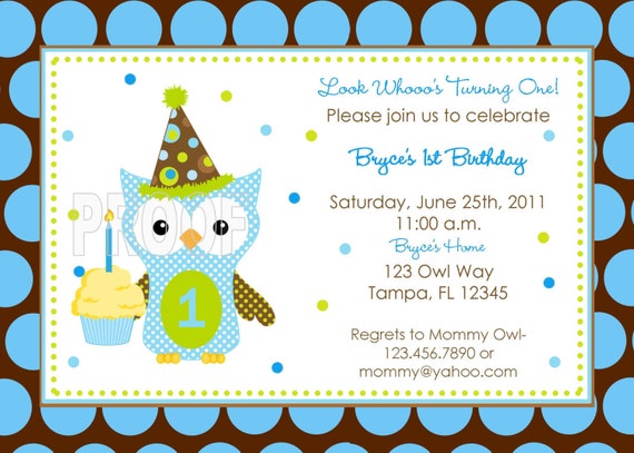 Birthday Owl Boy Custom Invitations Il_570xn