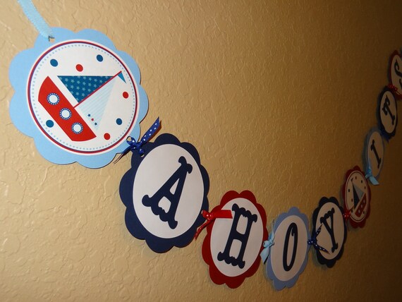 NEW "Ahoy Its a Boy" Nautical Baby Shower Banner Il_570xn