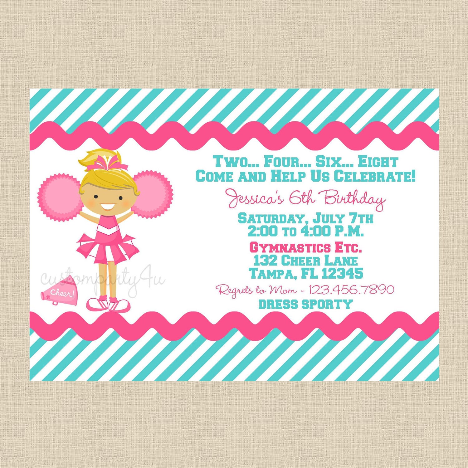 Cheerleading Birthday Invitations 8