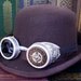 Steampunk Goggles (G23) - Brilliant Silver and Copper Splash Finish - Silver Hardware - Clockface Eyepiece - Black Elastic Band - Adjustable