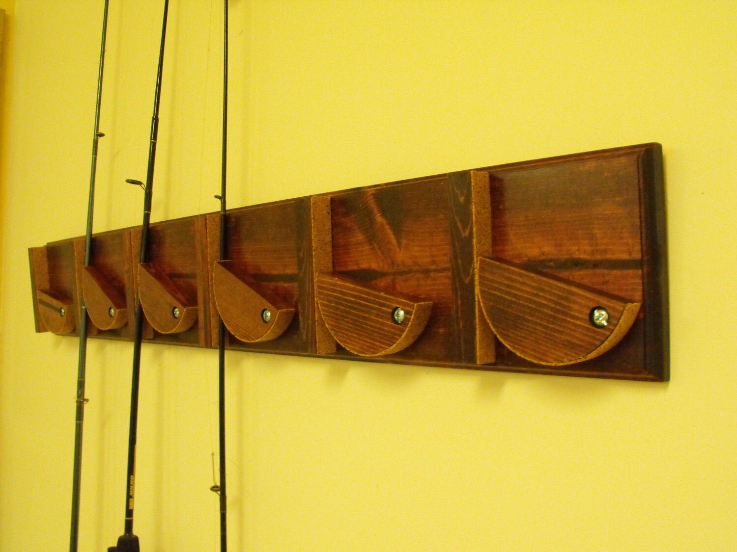 Fishing Pole Holder wall mounted by septemberroseds on Etsy