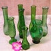 Set of 8 Vintage GREEN glass bud vases-Wedding Decor- Entertaining Decoration-Instant Collection-Garden Theme Party- Vases