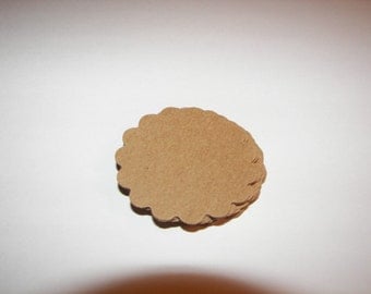 20 Kraft Scalloped Circle Punches Die Cuts Embellishments 2 inch
