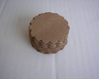 50 Kraft Scalloped Circle Punches Die Cuts Embellishments 2 inch K101