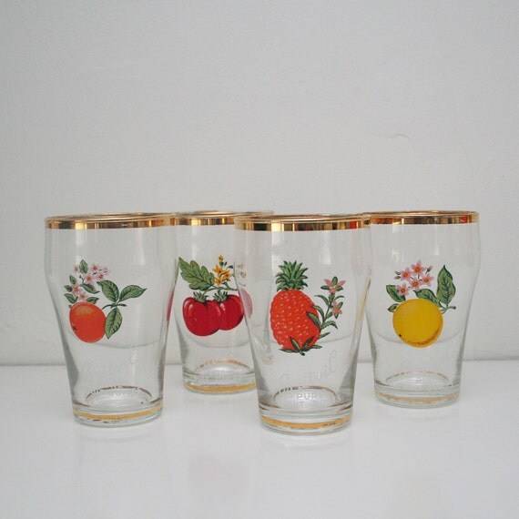 vintage Britvic pure fruit juice glasses